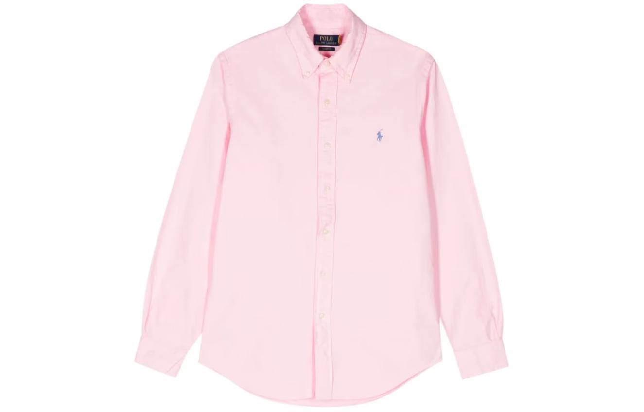 Рубашка с вышитым логотипом и пуговицами Polo Ralph Lauren, розовый — фото 2