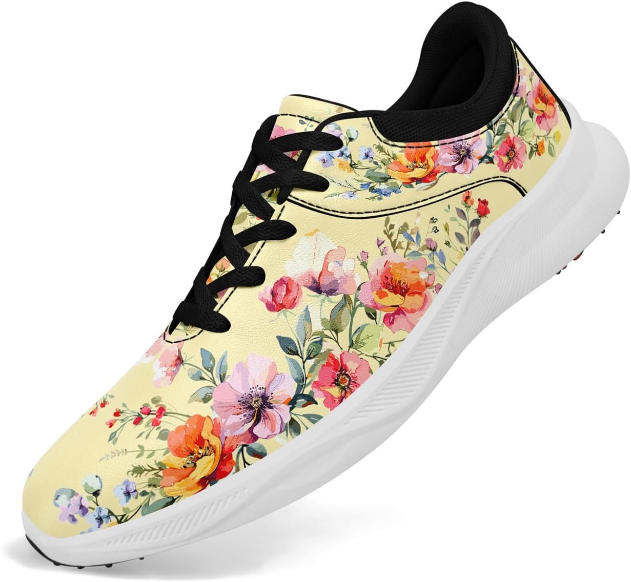 

Женские гольф-туфли без шипов, водонепроницаемые, с цветочным принтом, легкие кроссовки для гольфа, удобные спортивные туфли для ходьбы с противоскользящей вентиляцией подошвы Awsole, розовый