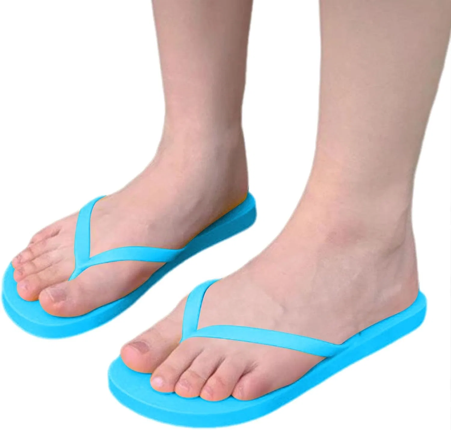 Elegante Badelatschen Damen Herren Dicke Sohle Dünne Riemen Вьетнамки Sommer Strand Meer Pool Schuhe Thong Sandalen Bequeme Zehentrenner Dusche Badeschlappen Weiche Sport Schwimmen Reisen Schlappen Generic, Hellblau — фото 2