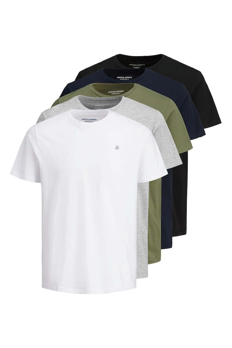 

Хлопковые футболки с овальным вырезом - 5 шт Jack & Jones, мультиколор