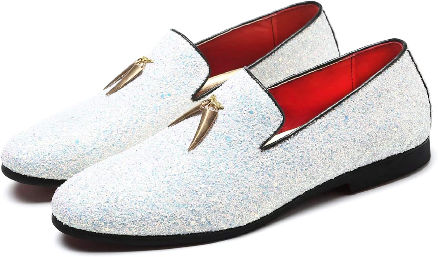 Мужские блестящие тапочки Haza Pairs, роскошные классические лоферы Penny Slip-On для вечеринок и свадеб, блестящие праздничные туфли, белый — фото 4