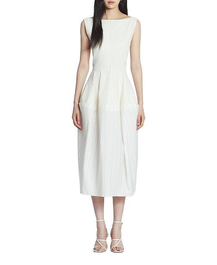 

Хлопковое платье с баской Lanvin, белый