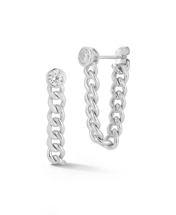 

Серьги-Подвески из стерлингового серебра 14 карат с цепочкой панцирного плетения спереди и сзади Rachel Zoe, silver