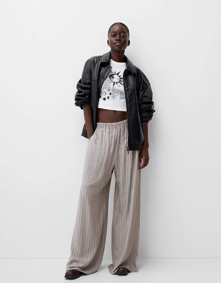 

Широкие брюки Bershka, серый
