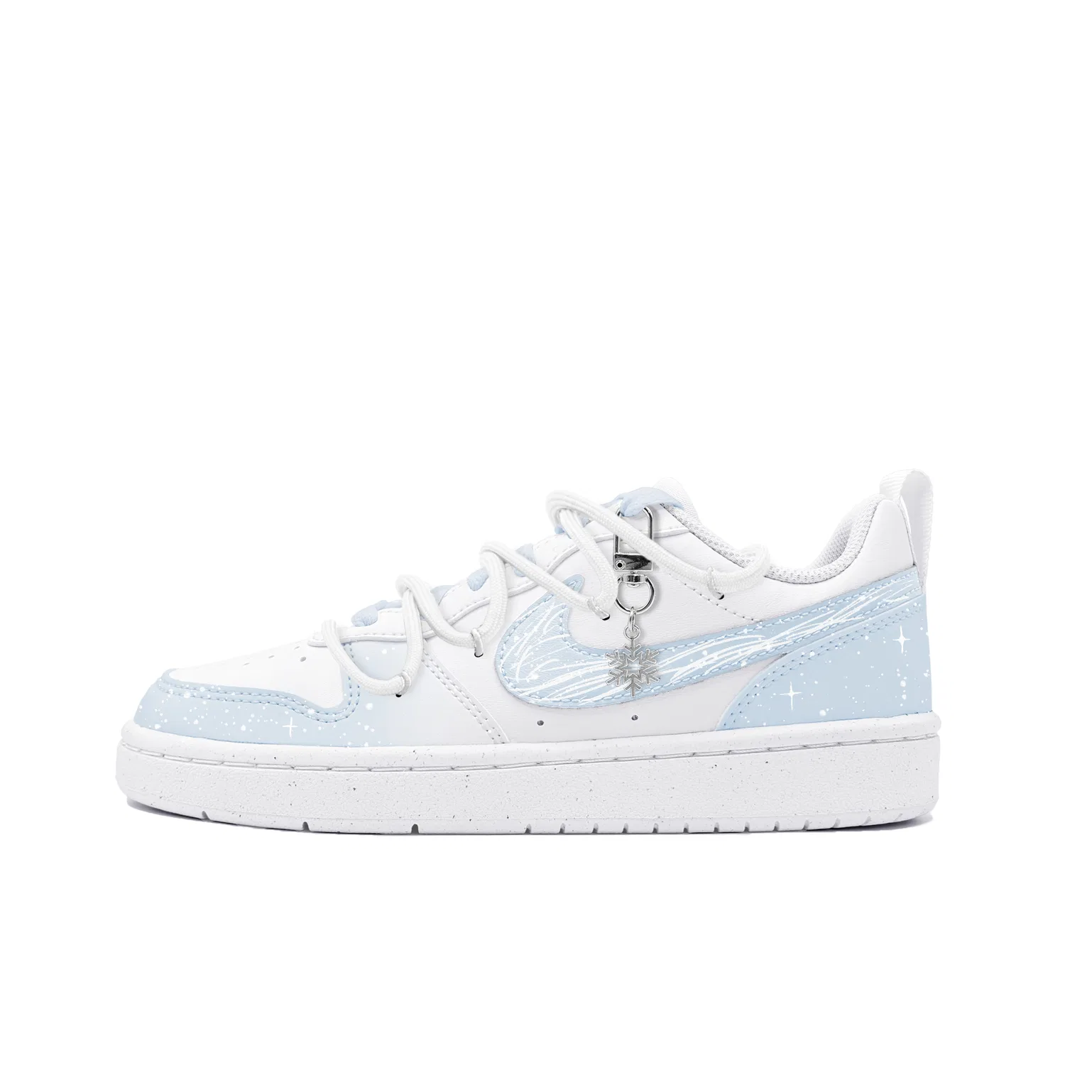 Кроссовки Court Borough 2 Starfall Snow River, Natural, Fresh, Macaron, Girlish Feel, Good Looking Leather Individual Nike, White/Blue — фото 3
