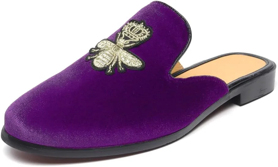 

Мужские туфли FLQL с бархатной отделкой, роскошной золотой пряжкой, слипоны, пенни-лоаферы, повседневные тапочки для курения, обувь для дома и улицы, черные, размеры 7-13, фиолетовый