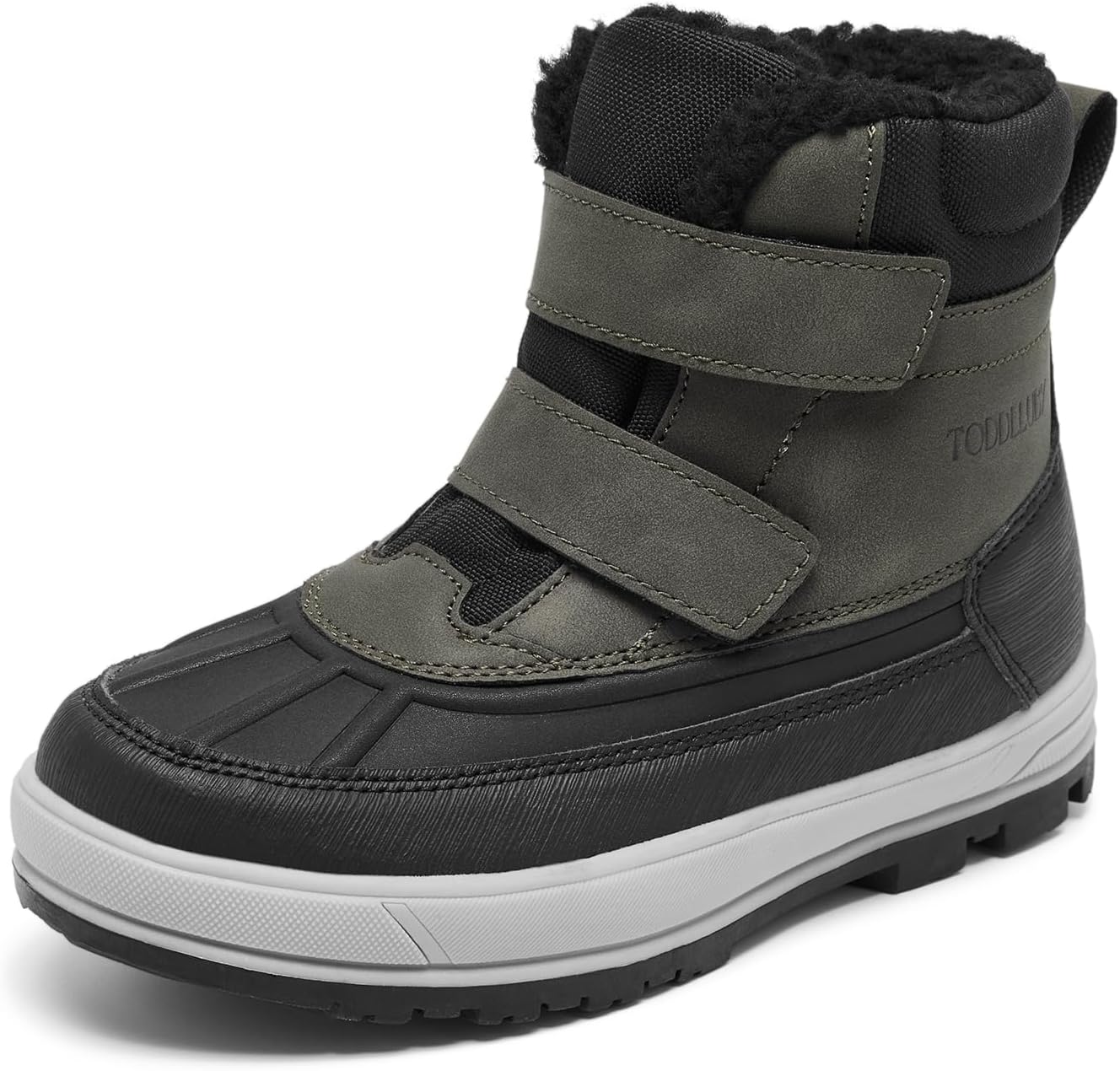 

Мальчики и девочки зимние сапожки с искусственным мехом, утепленные, для улицы, водонепроницаемые, противоскользящие, удобные, для холодной погоды, для маленьких детей/старших детей TODDLLUBY, Mst2-Breen/Black