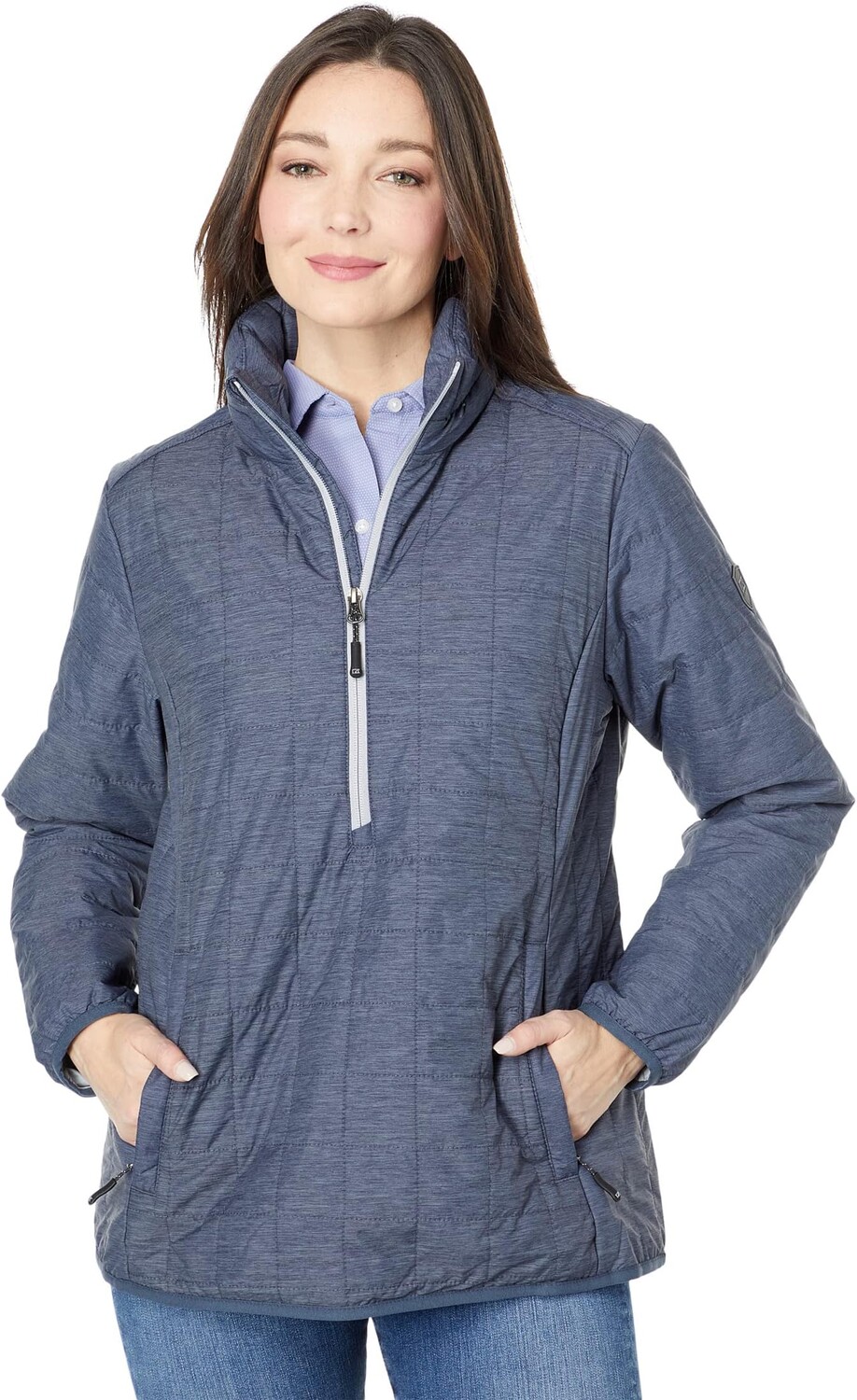 

Куртка Rainier Primaloft 1/2 Zip Popover Cutter & Buck, цвет Anthracite Melange