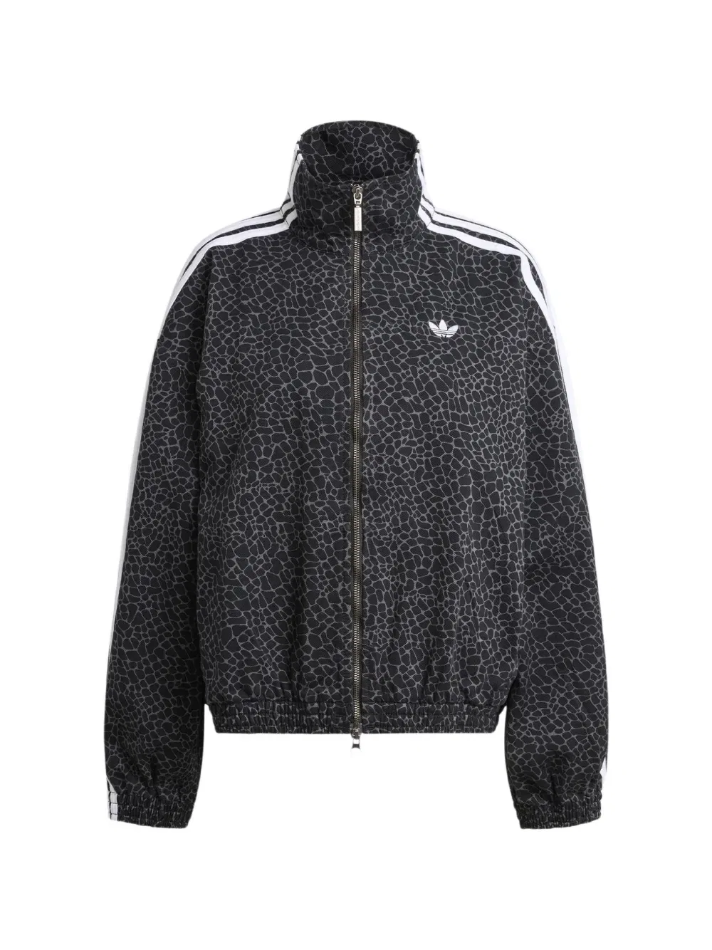 Полосатая куртка с высоким воротником Adidas, черный