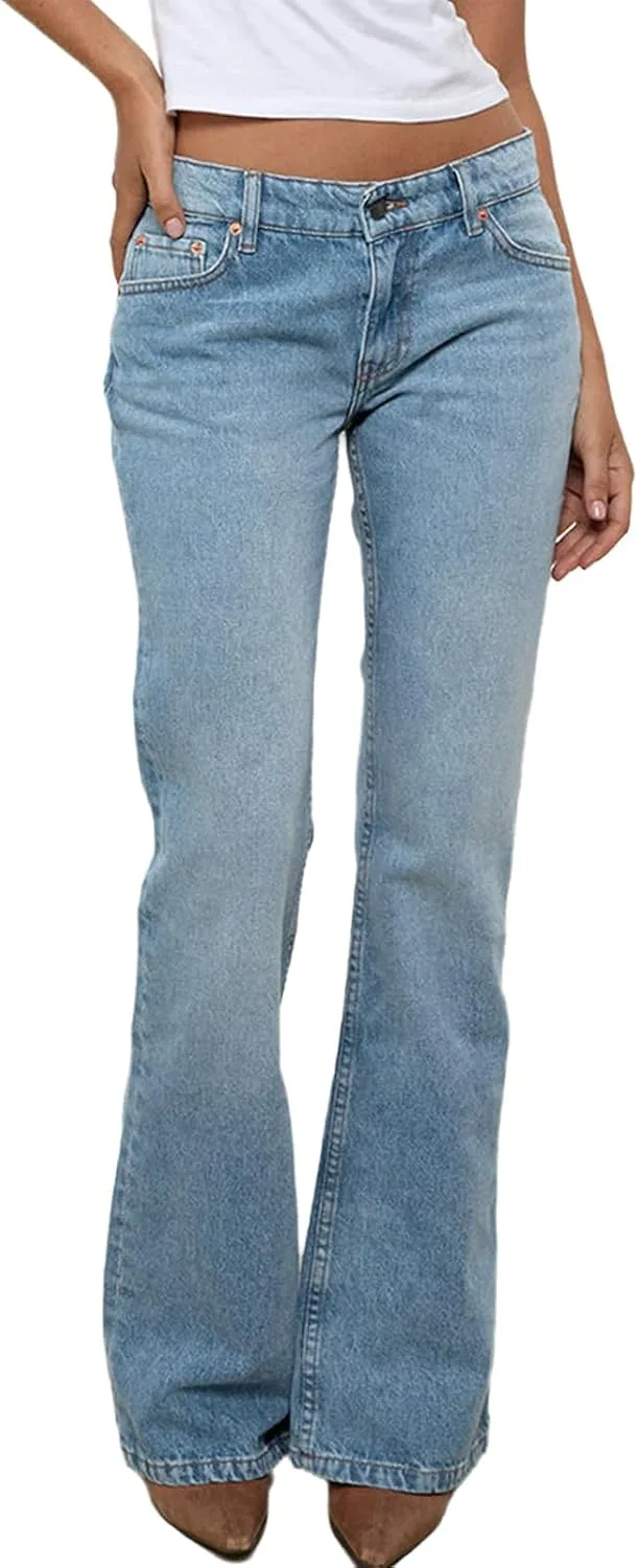 

Джинсы для женщин high waisted bootcut с эффектом потертостей MRNYQBM