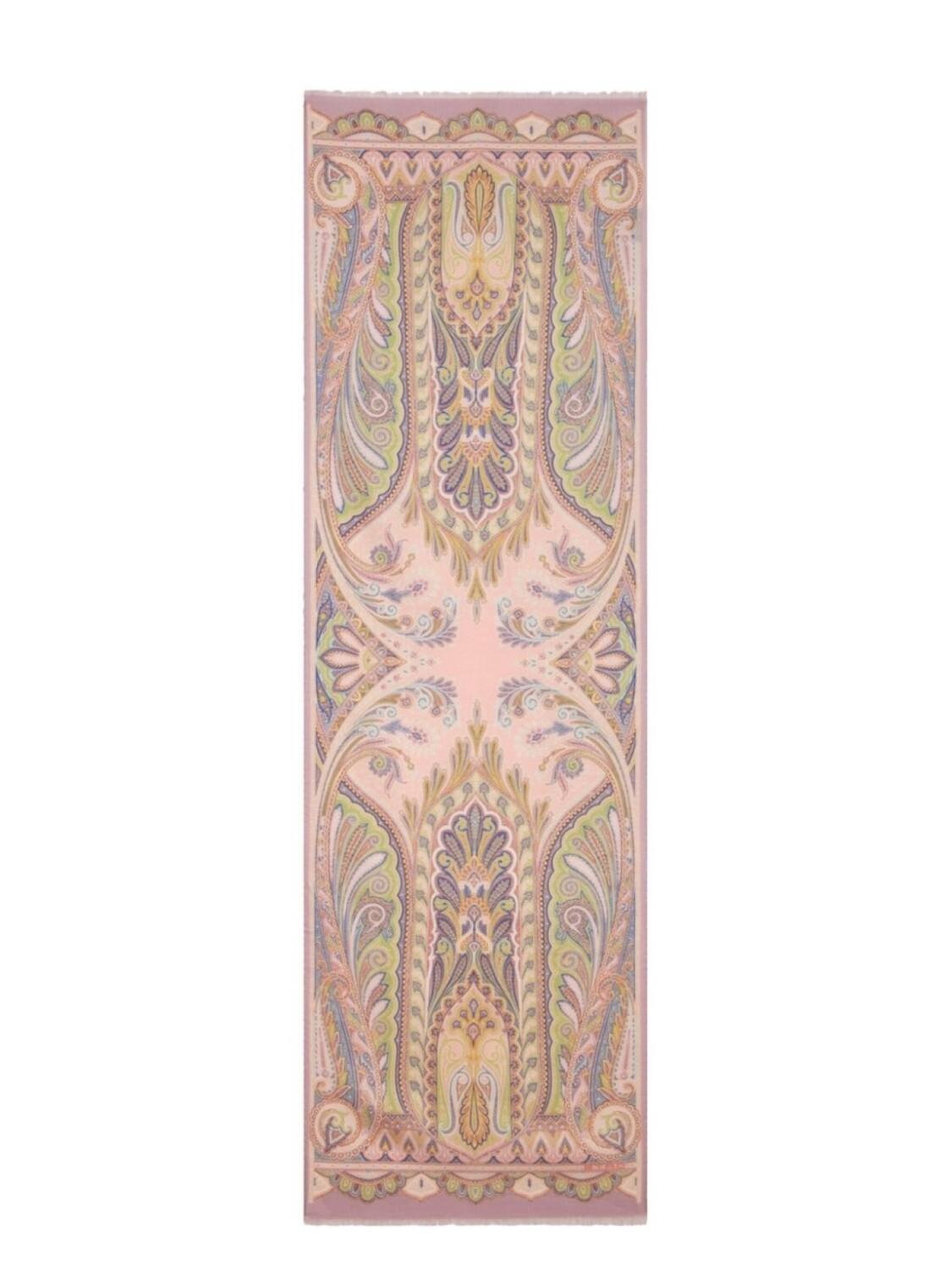 

Шарф с принтом листвы ETRO, розовый