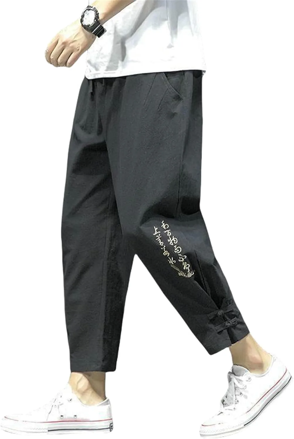 

Мужские осенние штаны прямого кроя в китайском стиле с вышивкой MUFURONG