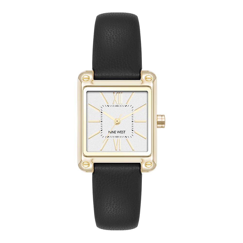 

Женские часы Nine West с серым ремешком цвета розового золота, черный