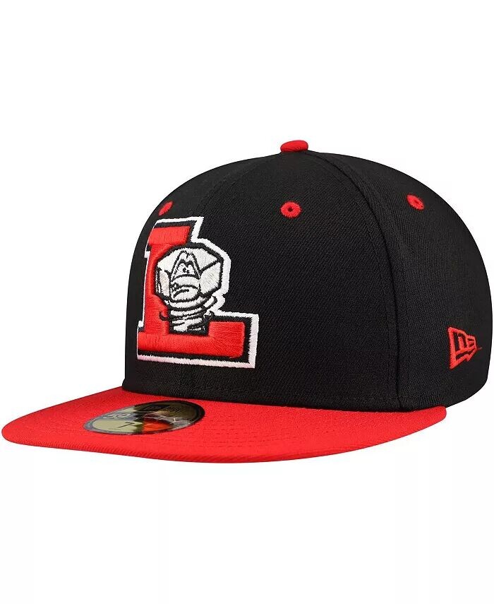 

Мужская черная/красная приталенная шляпа Lansing Lugnuts Authentic Collection 59FIFTY New Era, черный