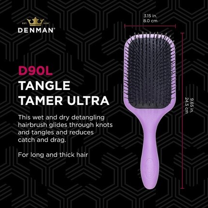 Расческа-лопатка Tangle Tamer Ultra для вьющихся и черных натуральных волос — для влажных и сухих волос, Denman — фото 2