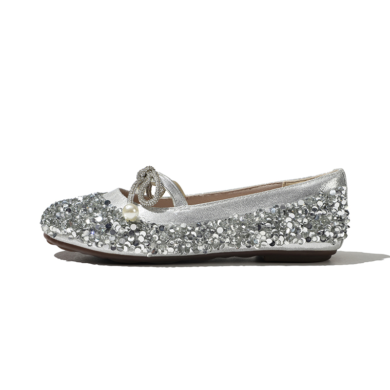 

Тканевые низкие детские кожаные туфли Kids' BELLE, серебро