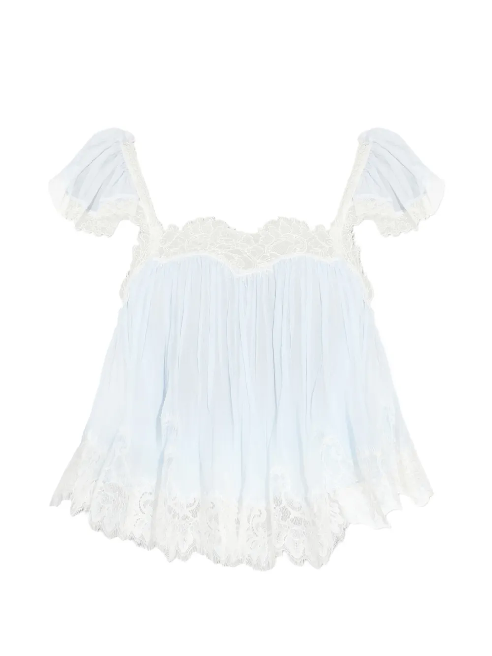 

Блузка с кружевной отделкой Lava Loveshackfancy, синий