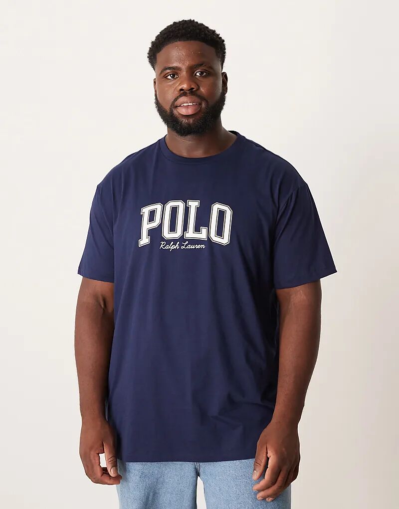 

Футболка Polo Ralph Lauren Big & Tall с логотипом студенческого стиля, классического кроя, темно-синего цвета