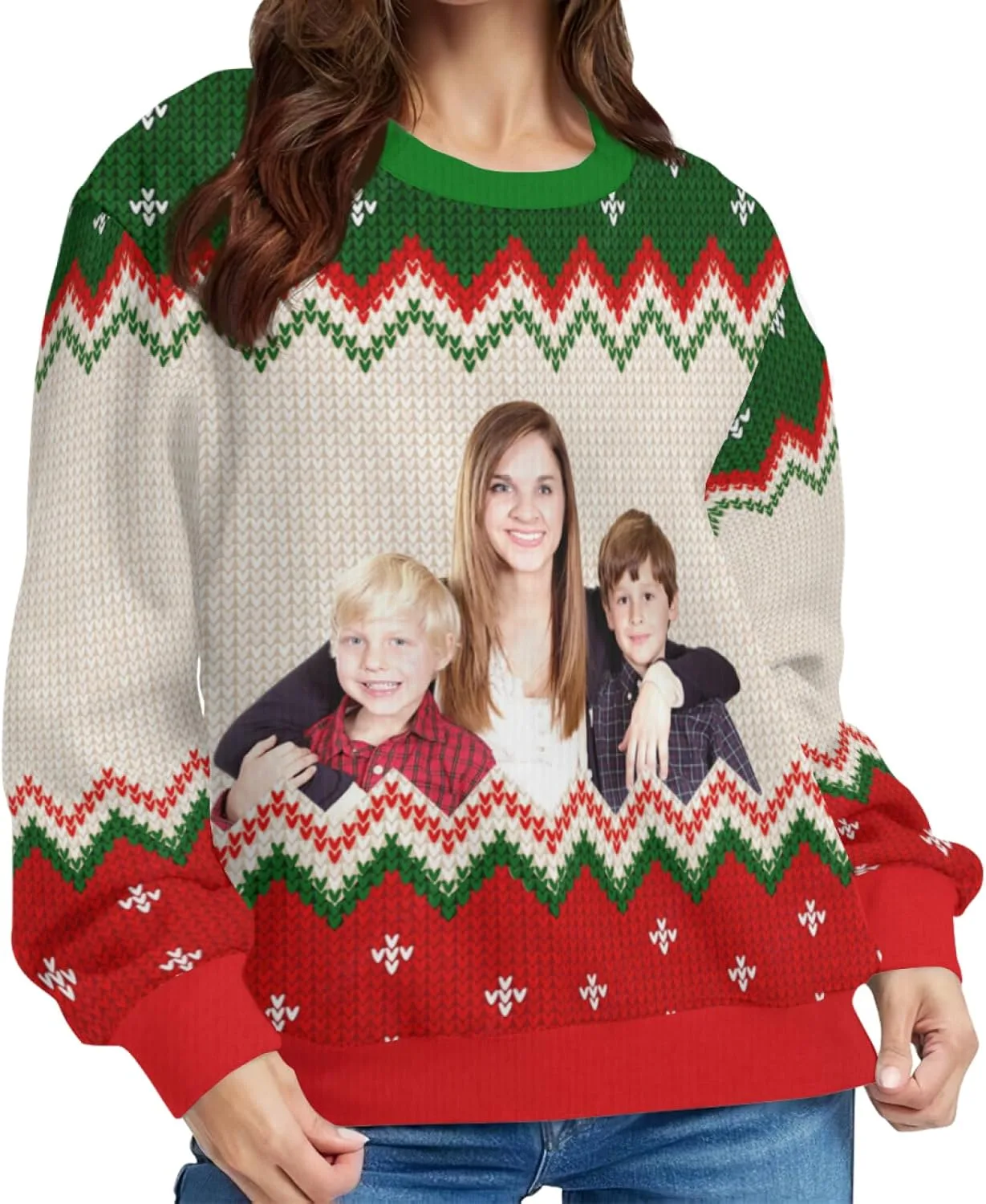 

Индивидуальный свитер с лицом на Рождество для женщин и мужчин