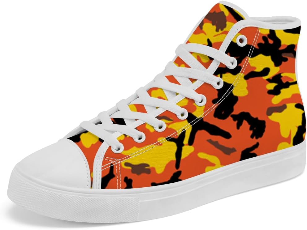 

Мужские и женские кроссовки chebing с высокой подошвой из камуфляжного канваса, высокие кеды с камуфляжным принтом, шнуровка, повседневная обувь, оранжевый