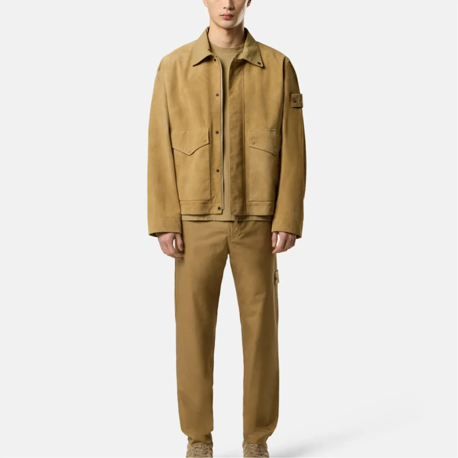 Куртка из замши STONE ISLAND, Dark Beige — фото 4