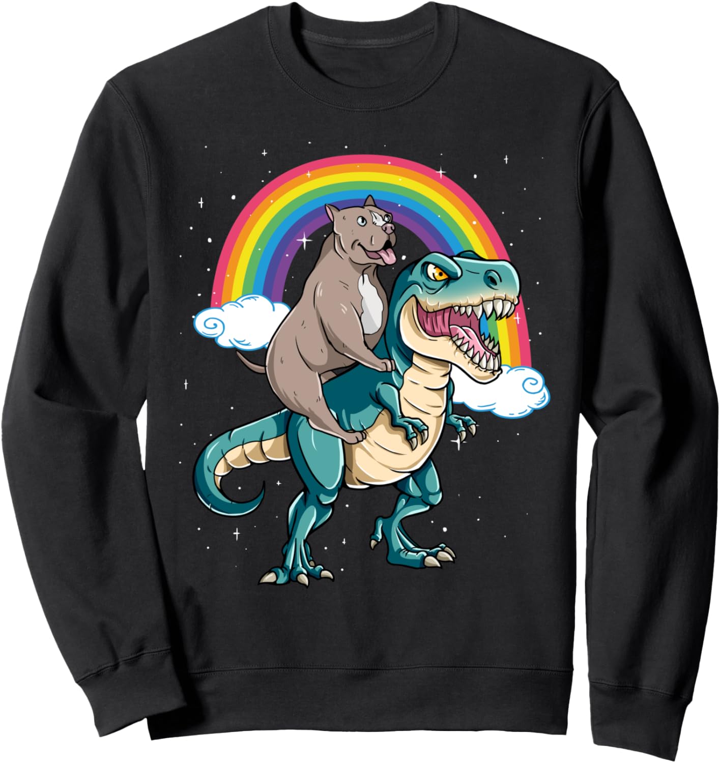 

Толстовка с изображением динозавра Тираннозавра Рекса и радужных облаков, блестящих на ощупь Check Out My Pit Bull Shirts, черный