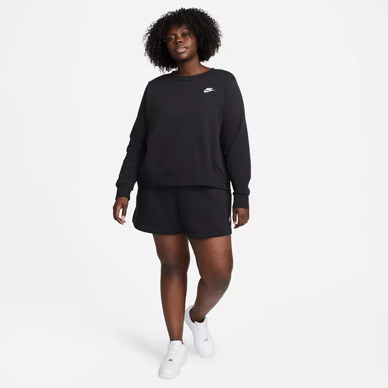 Женские флисовые шорты Nike Sportswear Club со средней посадкой (большие размеры), черный — фото 2