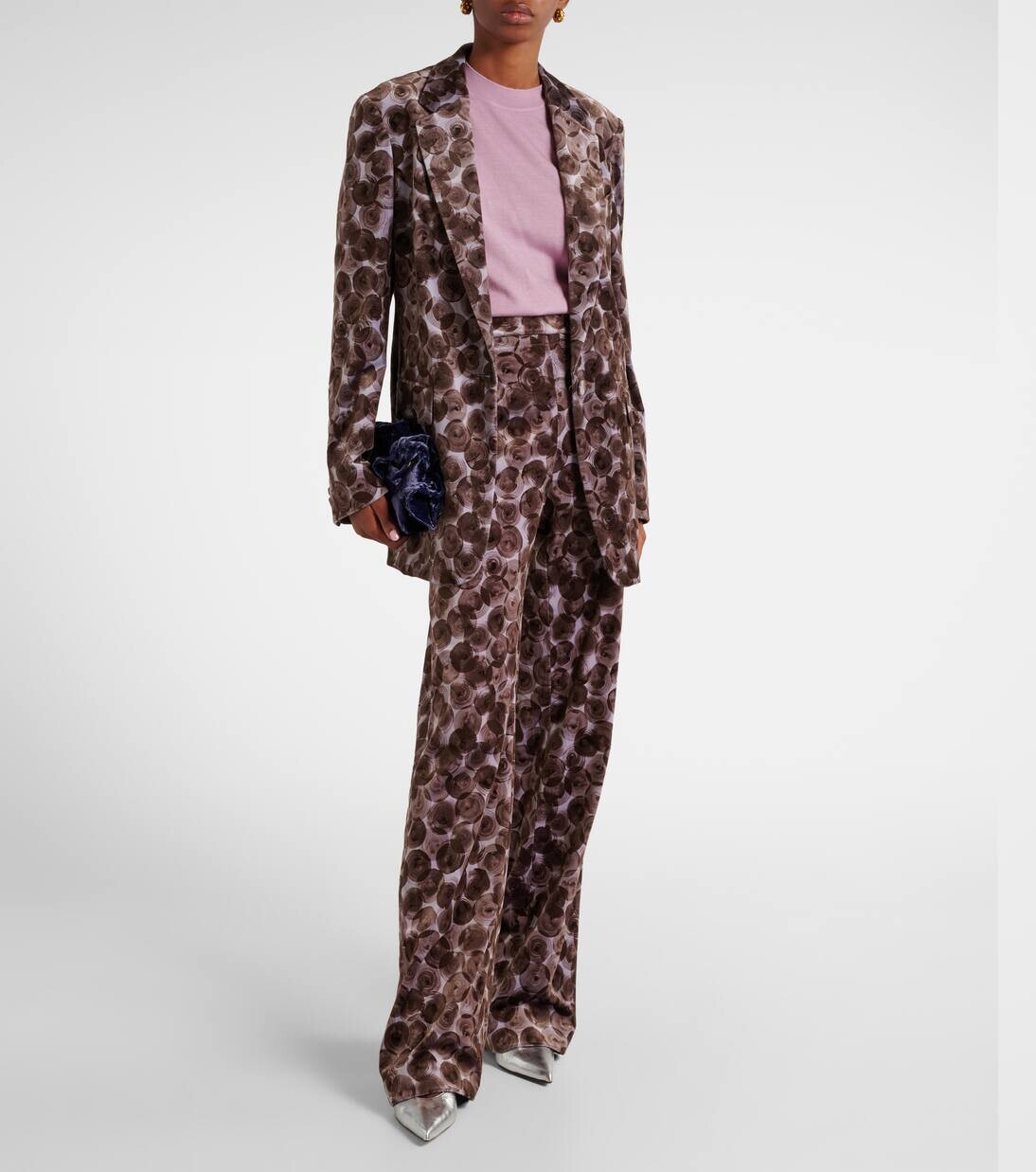 Блейзер из хлопковой смеси с принтом Dries Van Noten, цвет mauve — фото 2