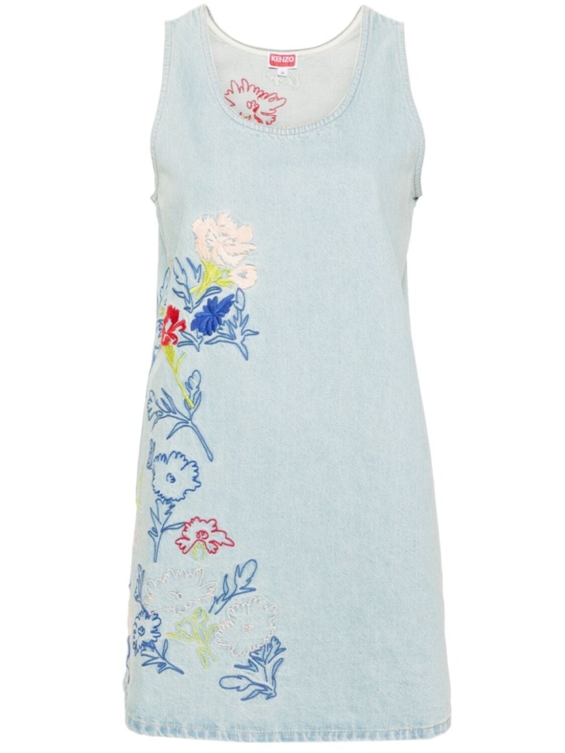 

Kenzo джинсовое платье с вышивкой Drawn Flowers, синий