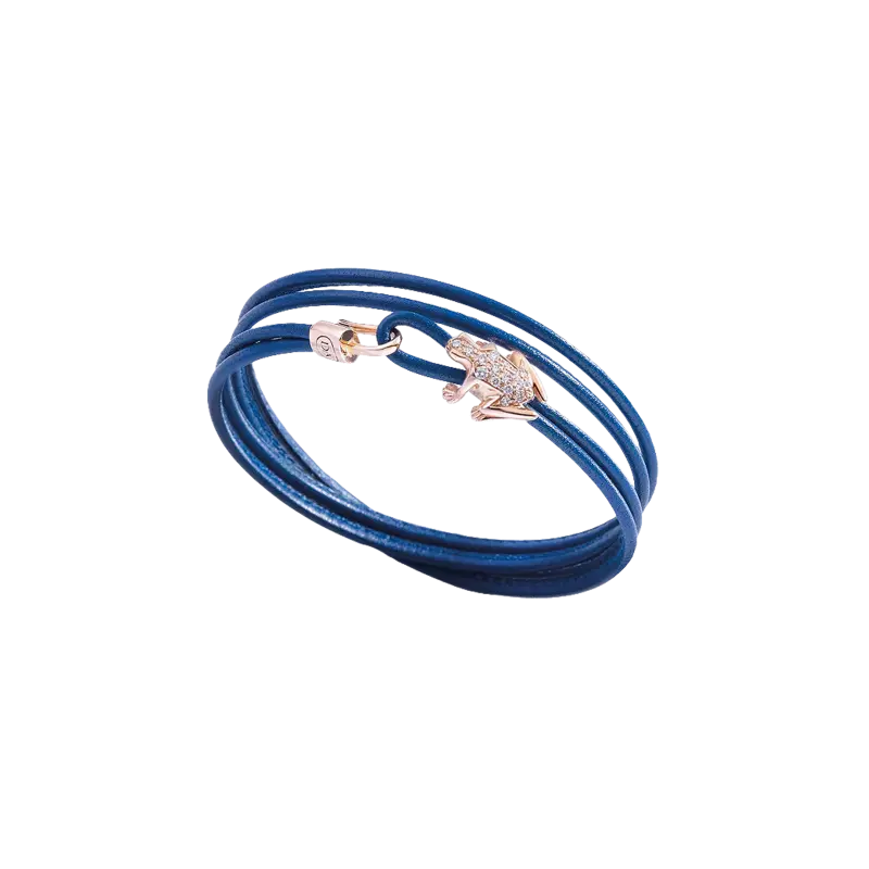 

Браслет happy frog из синей кожи, розового золота и бриллиантов - dhf12brrrdixl DADA ARRIGONI