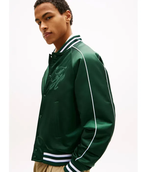 Атласная куртка-бомбер VARSITY loose fit Tommy Hilfiger, бутылочно-зеленый — фото 4