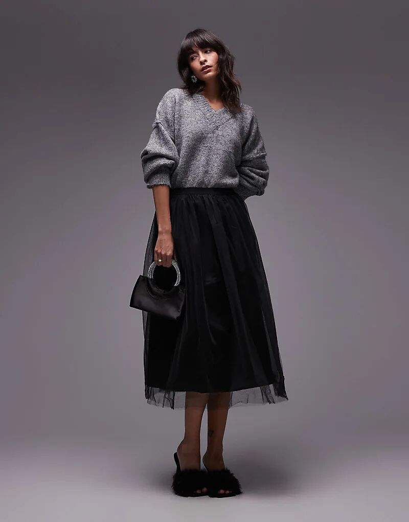 

Юбка мидакси из тюля многослойная черного цвета Arket