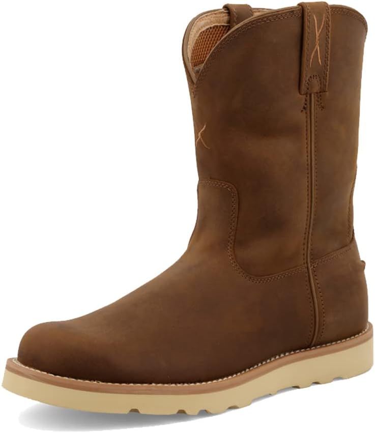 

Ботинки Twisted X Men's 10 Work с подошвой на клиновидном каблуке, Distressed Saddle & Saddle
