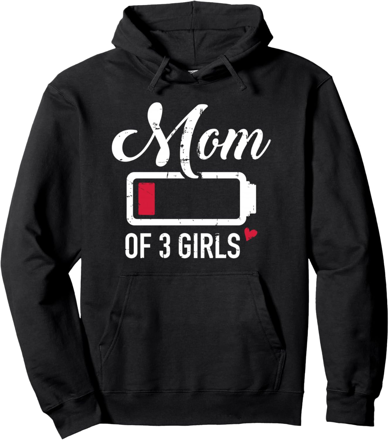 

Худи «Мама троих девочек, низкий заряд батареи» Gift For Mom Of 3 Girls, черный