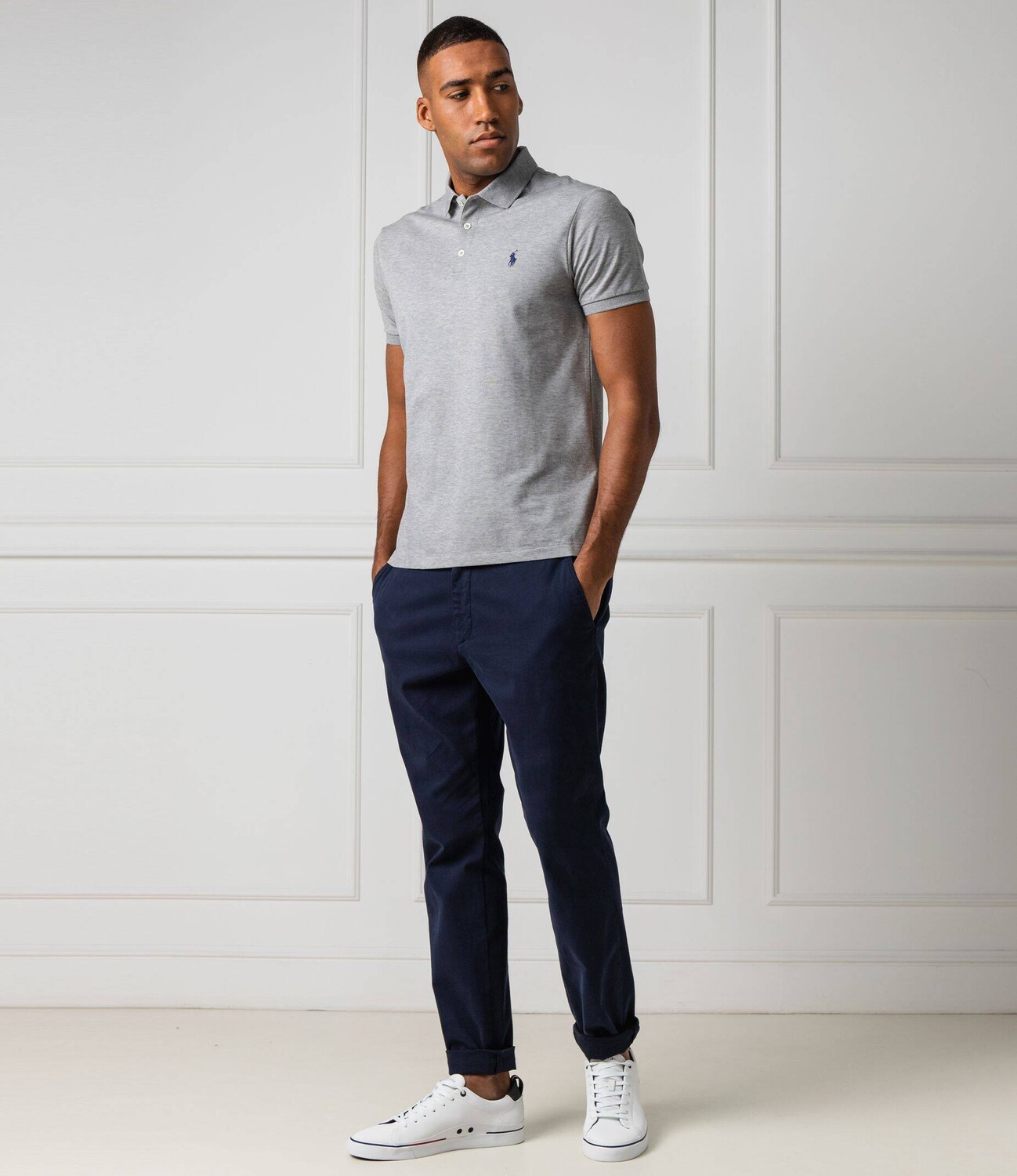 Поло POLO RALPH LAUREN slim fit pique, серый — фото 2