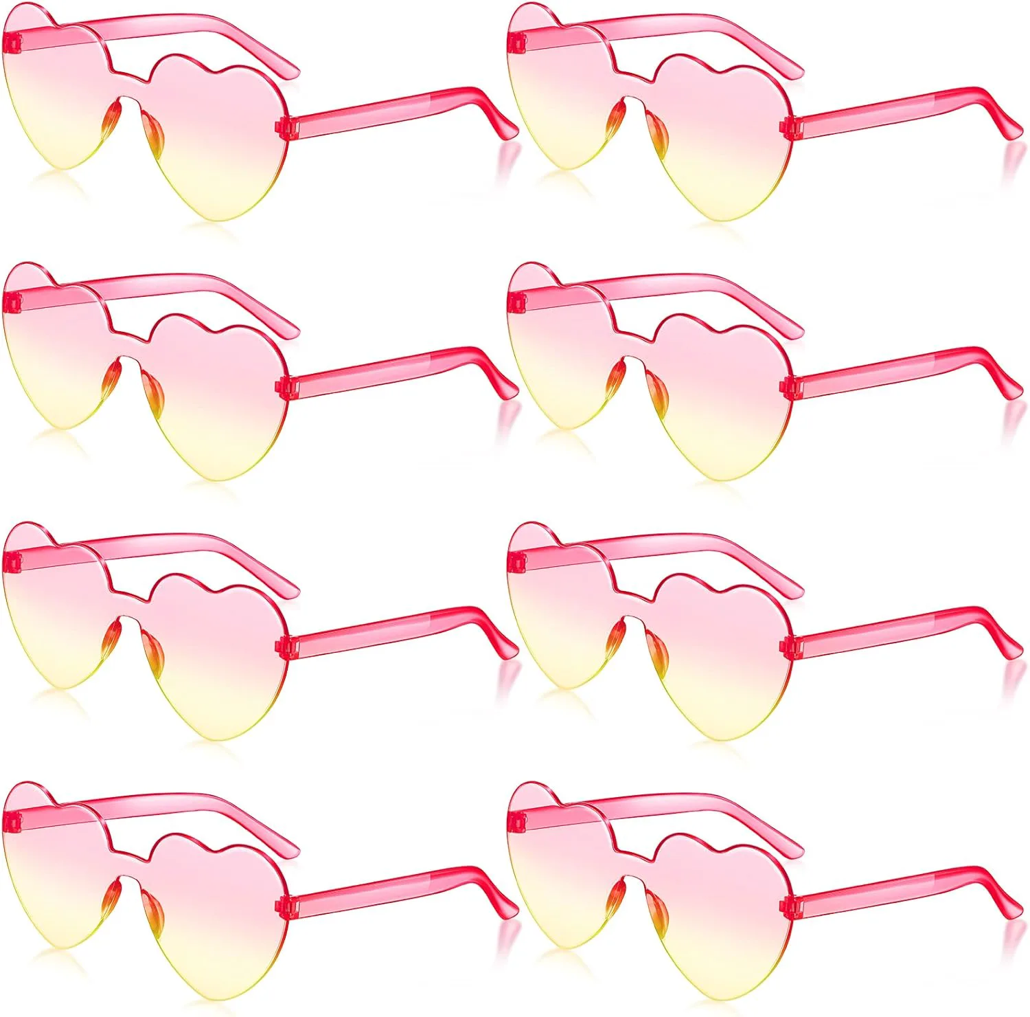 

Frienda 8 пар солнцезащитных очков в форме сердца для женщин, без оправы, в форме сердца, конфетных цветов, идеально подходят для вечеринок, Gradient Pink Yellow