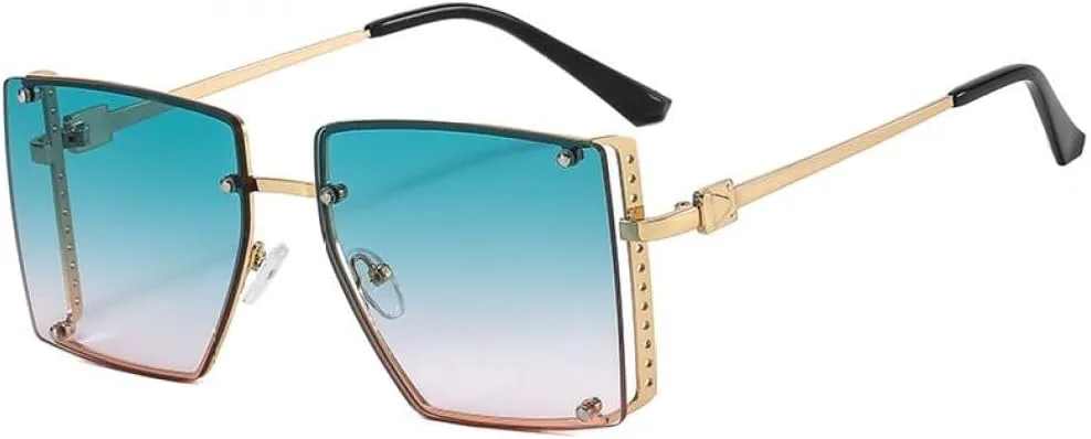 

Модные солнцезащитные очки-щитки для женщин и мужчин, с градиентными линзами, оправой из сплава, безрамочные, класса люкс, защита от УФ-излучения UV400 generic, C7