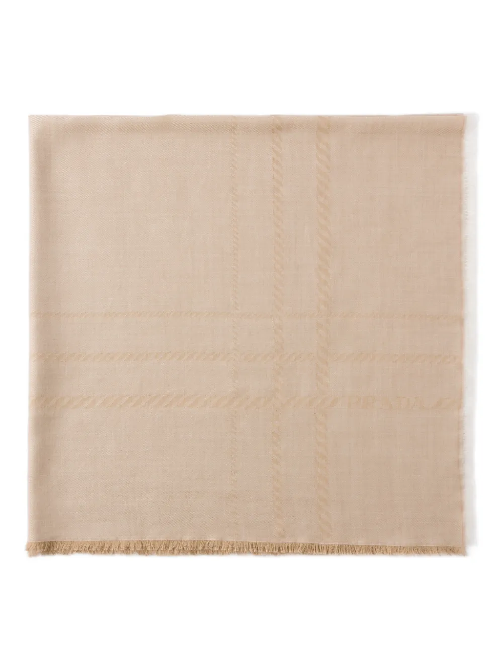 

Жаккардовый шарф с бахромой Prada, бежевый