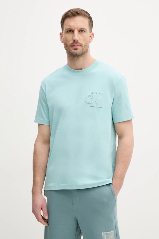 

Хлопковая футболка Calvin Klein Jeans, бирюзовый