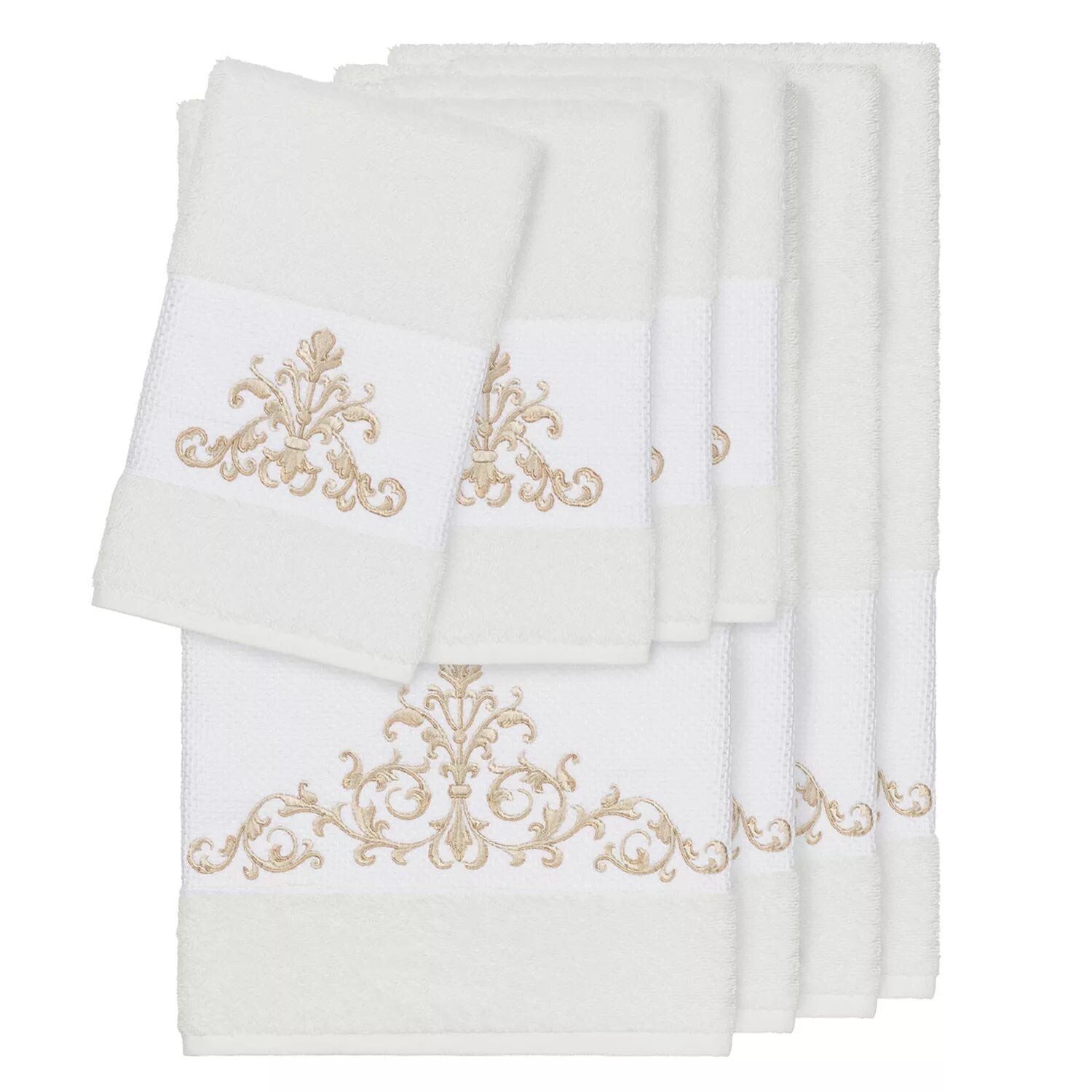 

Linum Home Textiles Набор из 8 банных полотенец с украшением Scarlet, белый