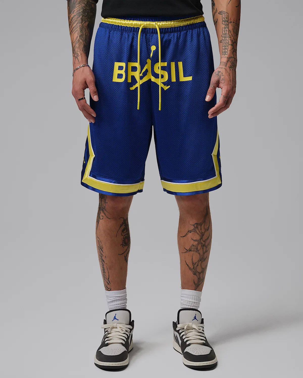 Мужские шорты Jordan из сетки с бриллиантовым узором, Old Royal/Yellow Pulse