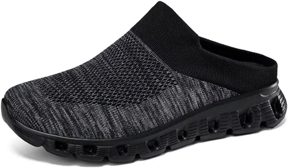 

Jakcuz Men: кроссовки без спины, дышащие подушки Mule, открытая спина, повседневные тапочки для мужчин, черный