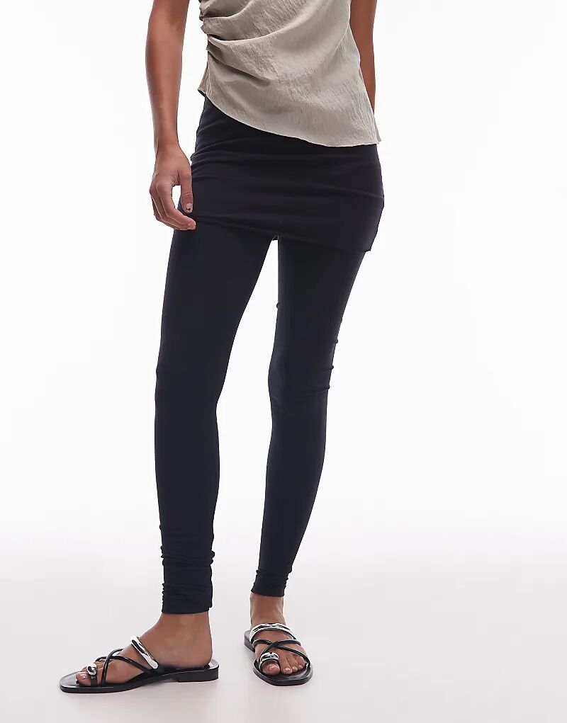 

Леггинсы AllSaints Raffi с заворотом черного цвета