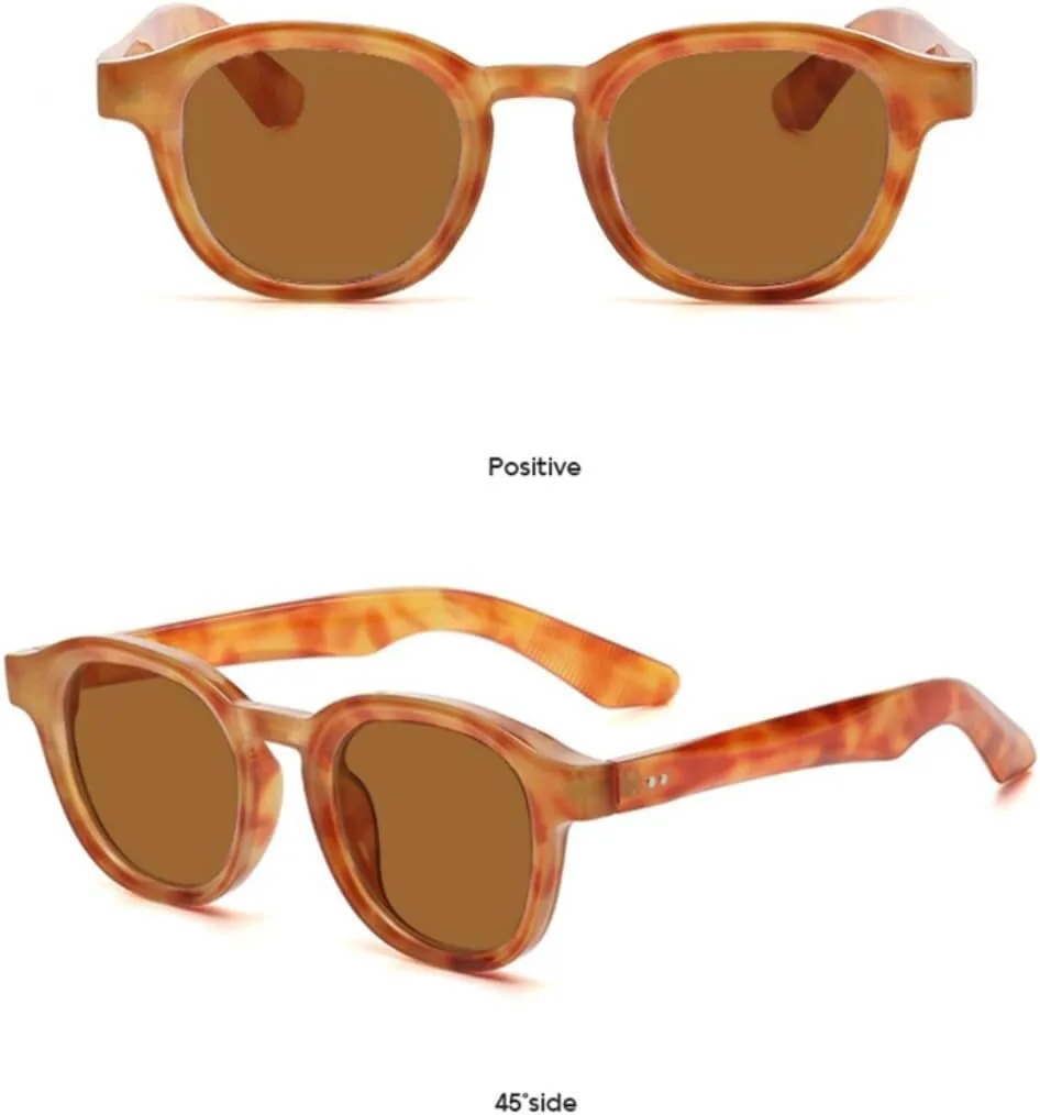 

Солнцезащитные очки с защитой UV400 | Круглые, черные с синими заклепками | для женщин и мужчин, для занятий спортом на открытом воздухе и вождения LXLHWN, Amber Tea