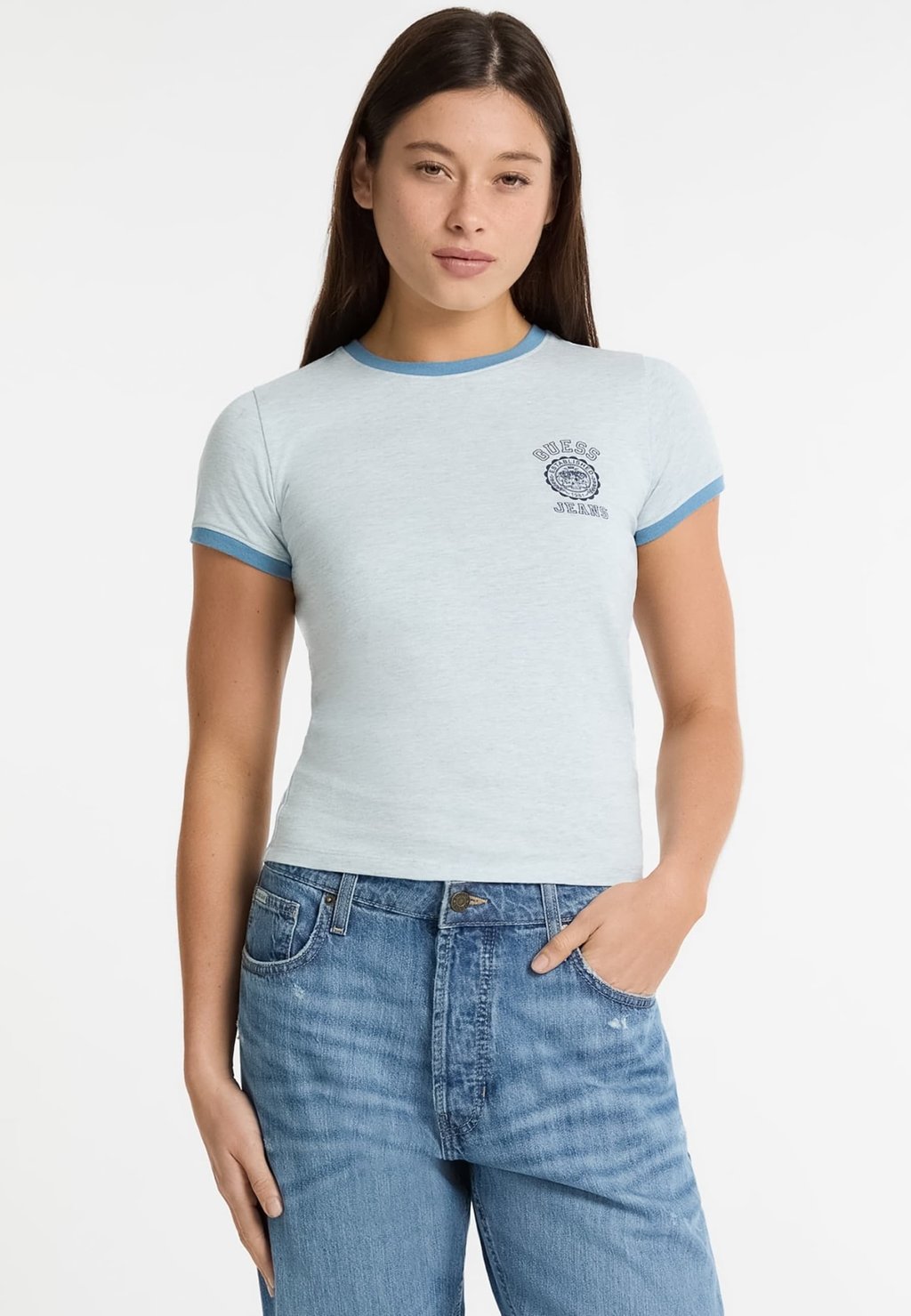 

Футболка с принтом Guess Jeans, светло-голубой