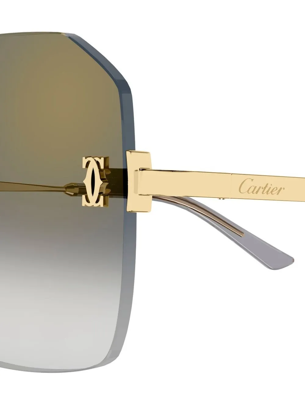 Безободковые солнцезащитные очки геометрической формы Cartier, золотистый — фото 3
