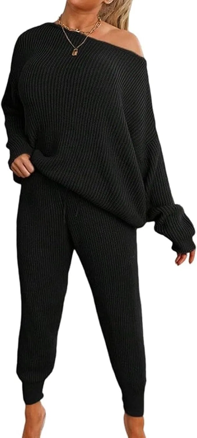 Женский спортивный костюм свитер и штаны, Generic, Black, Medium