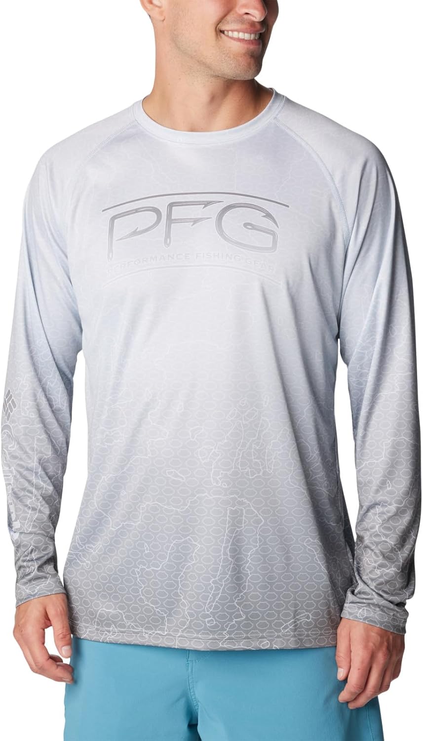 

Columbia мужская футболка с длинным рукавом Super Terminal Tackle PFG Super Fade, Cirrus Grey Techcamo/Bathymetric Super Fade, Серый, Columbia мужская футболка с длинным рукавом Super Terminal Tackle PFG Super Fade, Cirrus Grey Techcamo/Bathymetric Super 