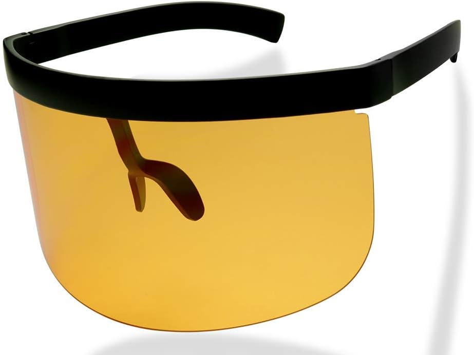 

Солнцезащитные очки ShadyVEU с защитным козырьком, полнолицевой защитой, увеличенными монолинзами и защитой от УФ-излучения UV400, с яркими тонированными линзами, Matte Black Frame / Orange Lens