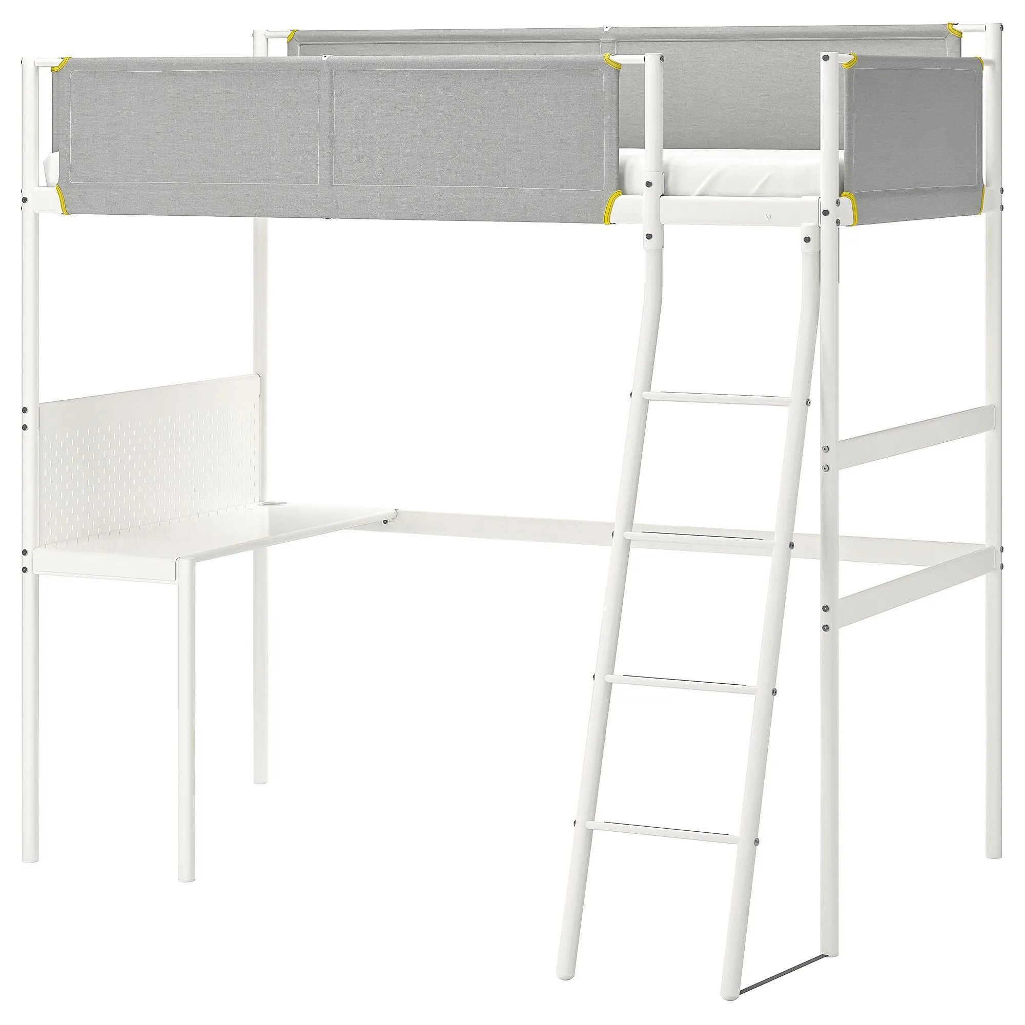 Кровать-чердак IKEA VITVAL, 90х200 см, белый/светло-серый